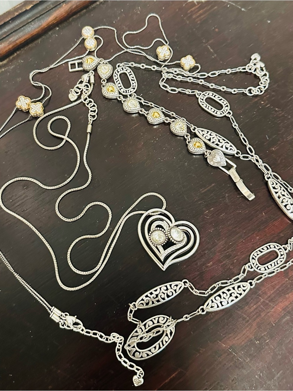 6 piece set Brighton Silver and Gold Mixed-Metal Heart & Filigree Necklace - Picture 2 of 11